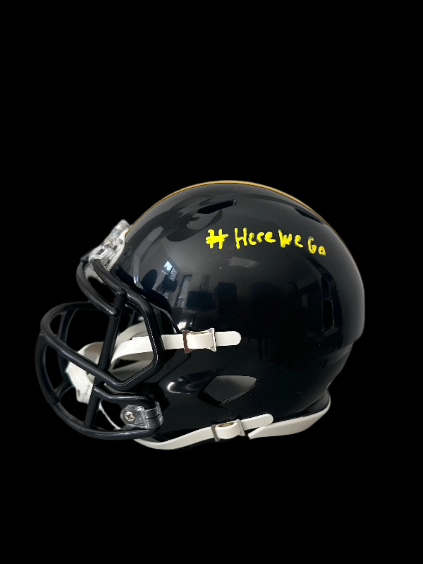 Jersey Jerry Signed "Here We Go" Steelers Speed Mini Helmet JSA Auth