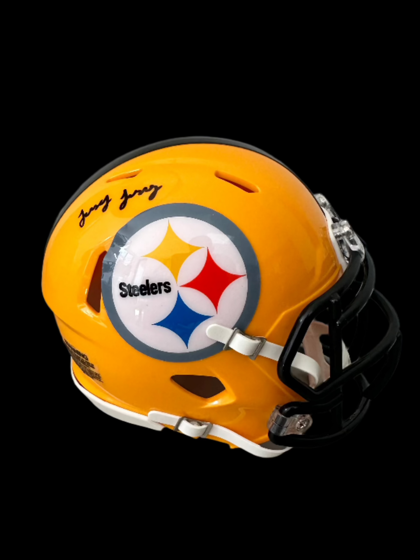 Jersey Jerry Signed "Here We Go" Steelers Speed Mini Helmet JSA Auth