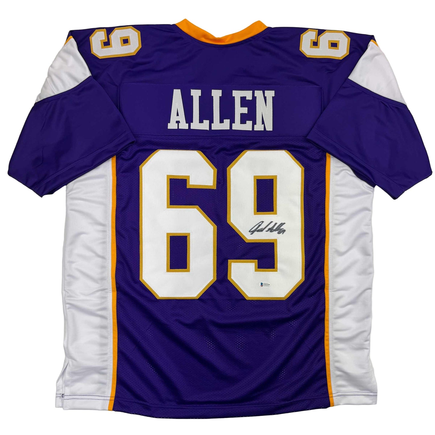 Autographed/Signed Jared Allen Minnesota Purple Football Jersey Beckett BAS COA