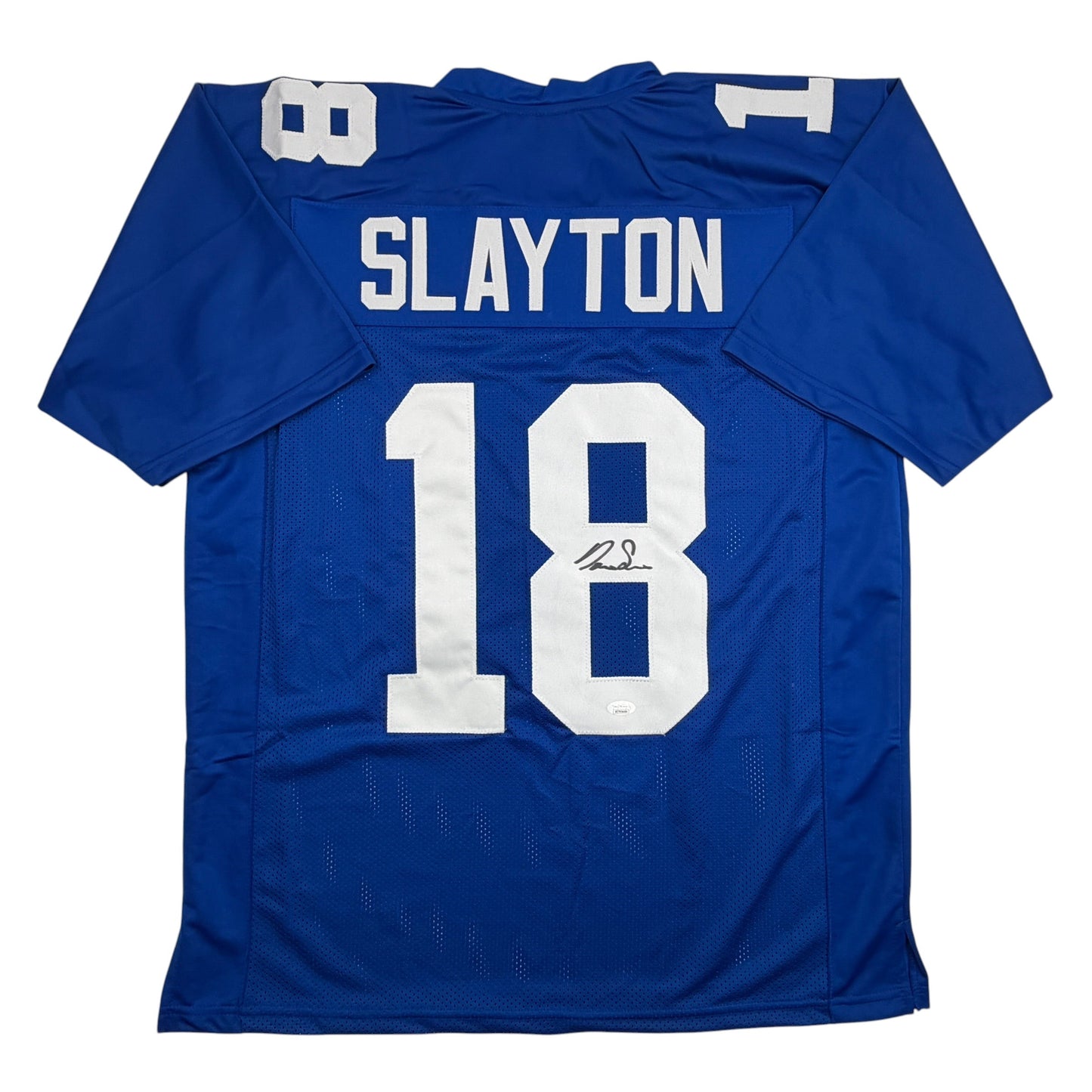 Autographed/Signed Darius Slayton New York Blue Football Jersey JSA COA