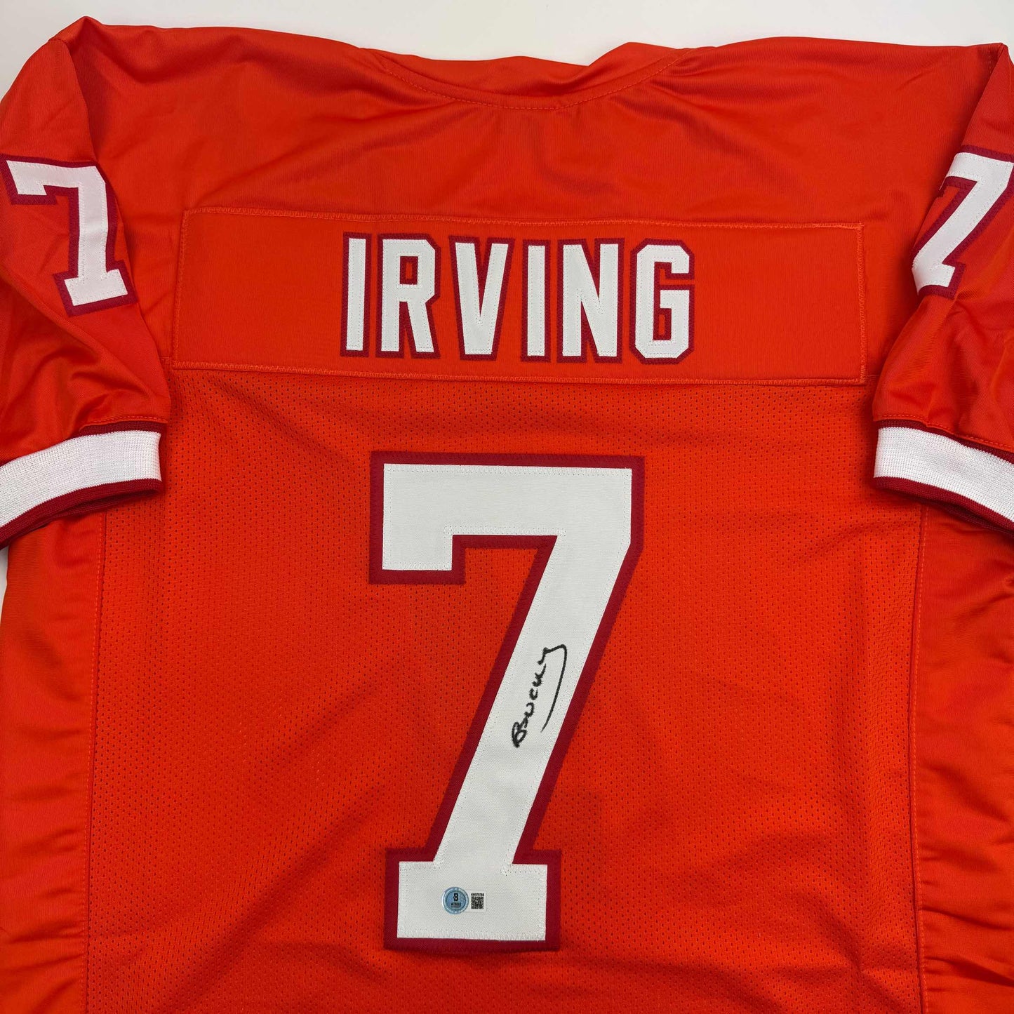 Autographed/Signed Bucky Irving Tampa Bay Orange Creamsicle Retro Throwback Football Jersey Beckett BAS COA