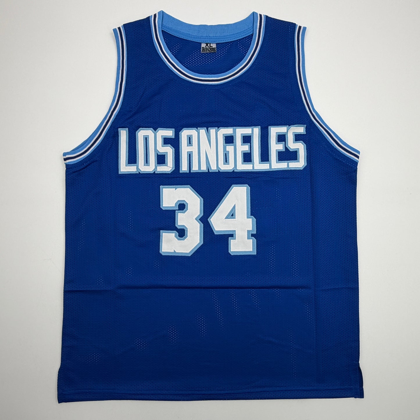 Autographed/Signed Shaquille Shaq O'Neal Los Angeles LA Retro Blue Basketball Jersey Beckett BAS COA
