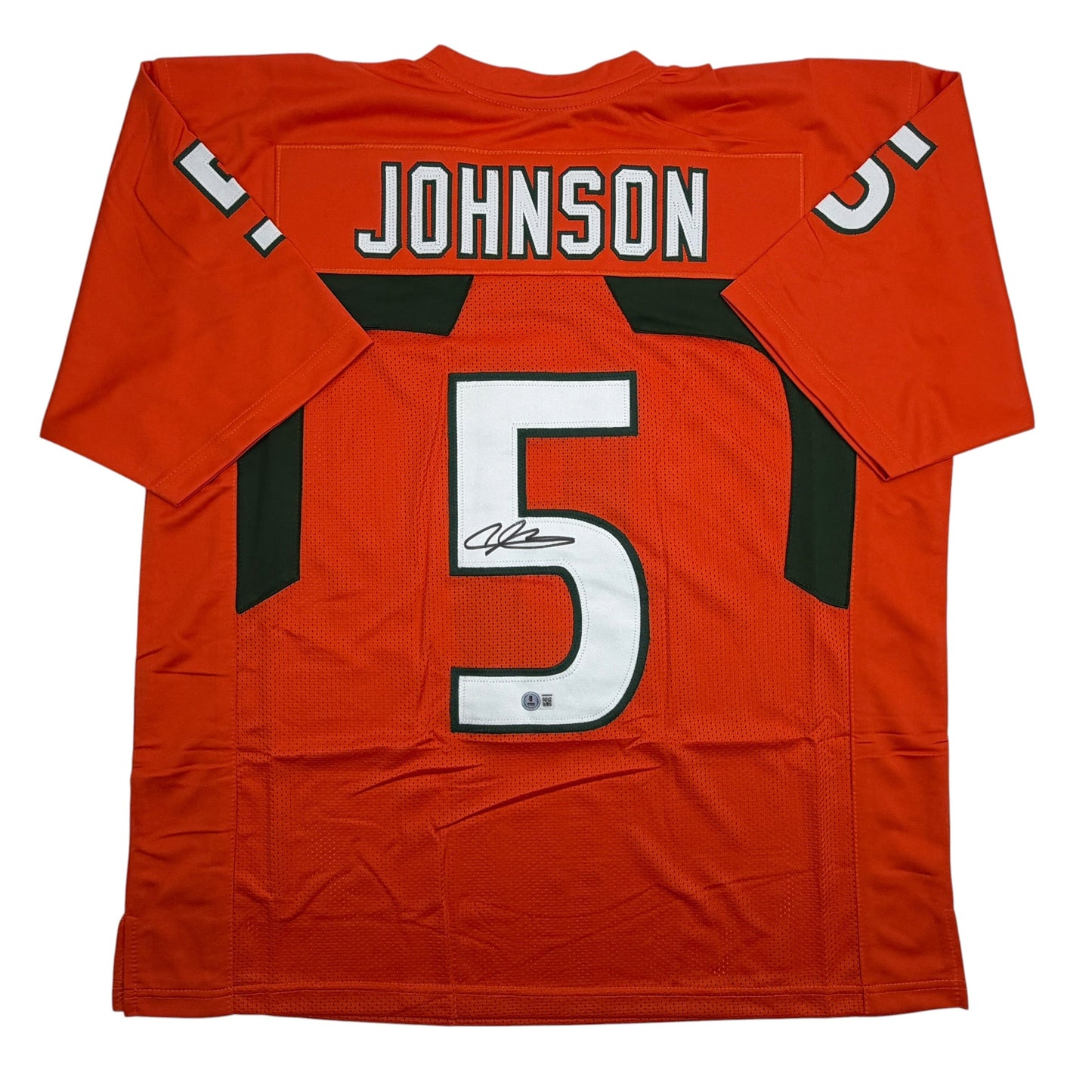 Autographed/Signed Andre Johnson Miami Orange College Football Jersey Beckett BAS COA