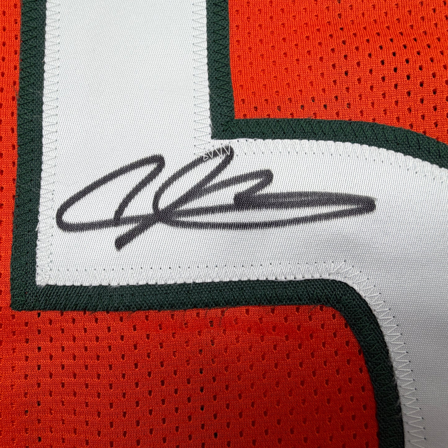 Autographed/Signed Andre Johnson Miami Orange College Football Jersey Beckett BAS COA