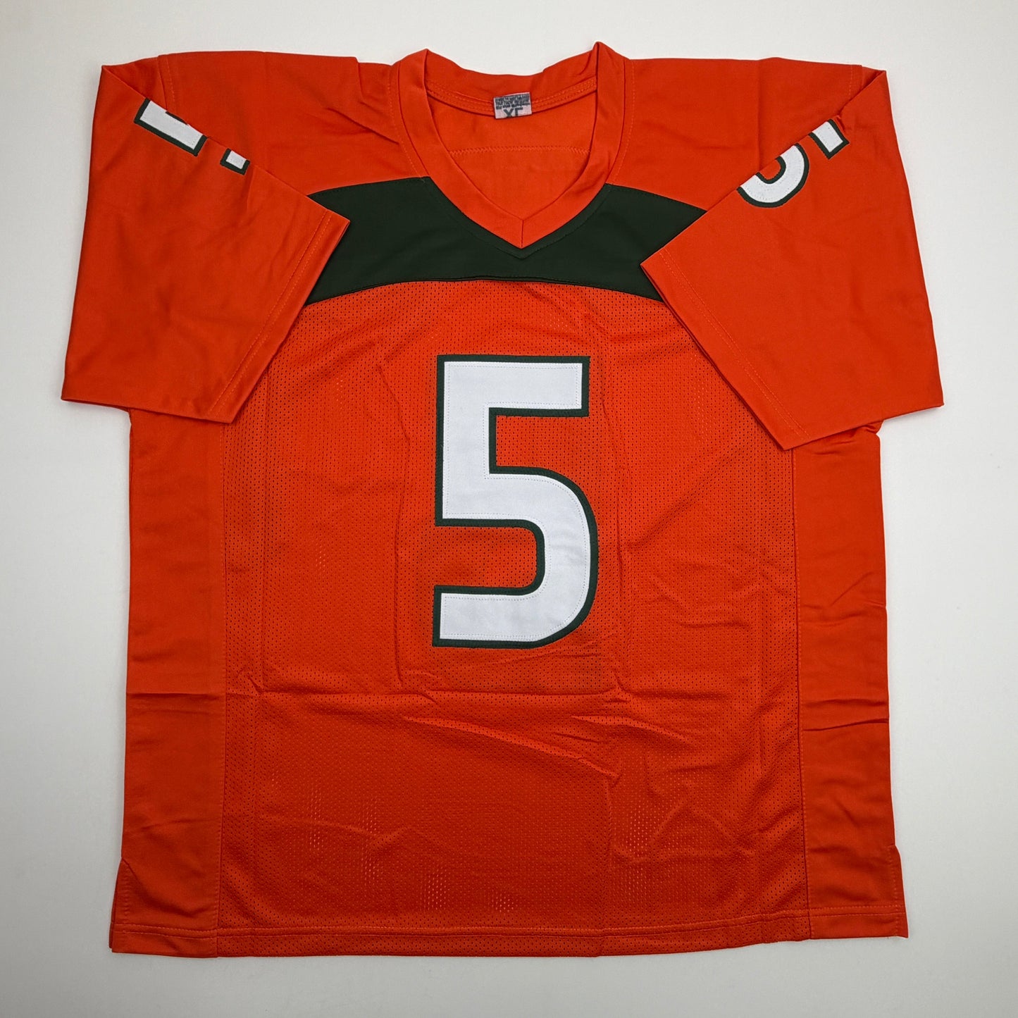 Autographed/Signed Andre Johnson Miami Orange College Football Jersey Beckett BAS COA