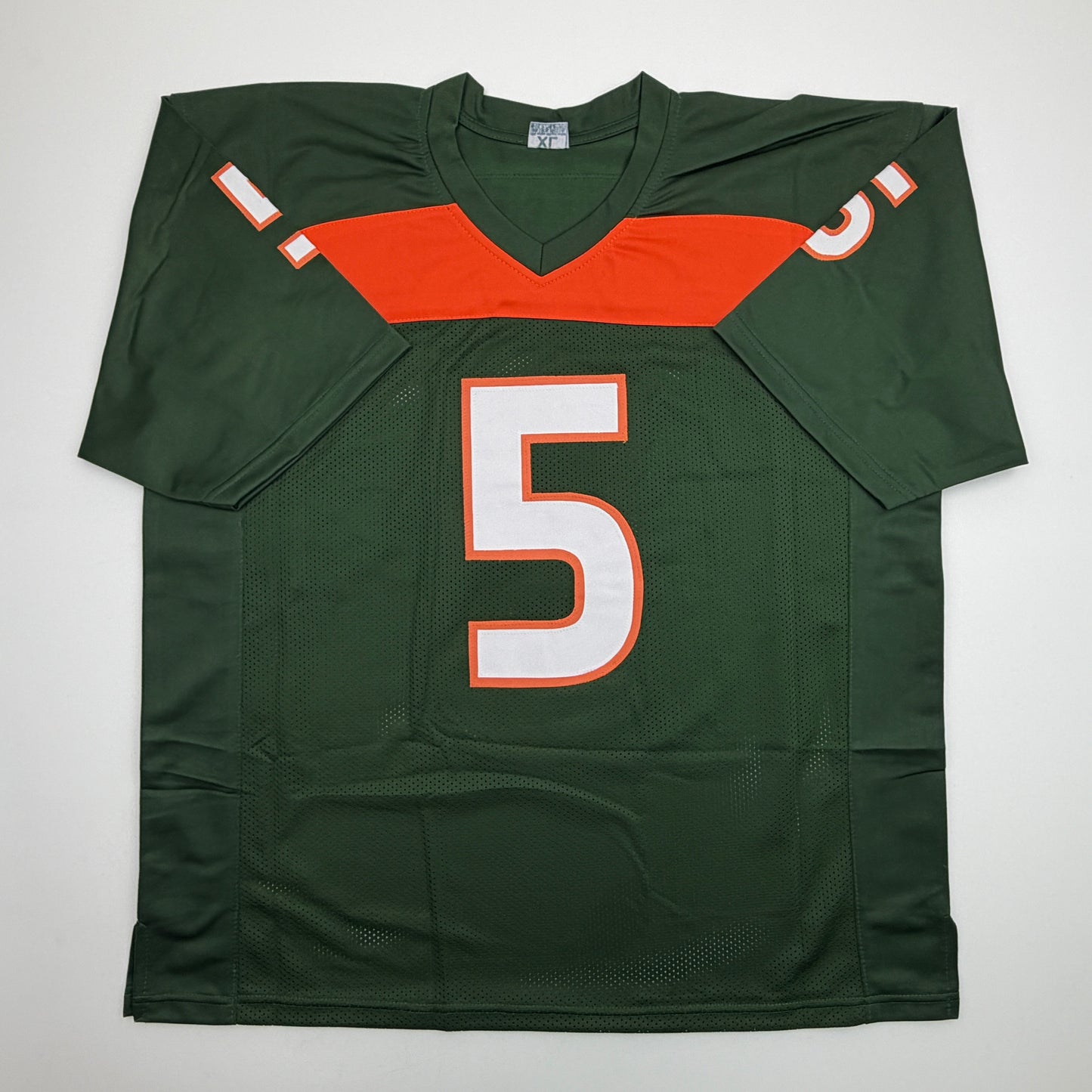 Autographed/Signed Andre Johnson Miami Green College Football Jersey Beckett BAS COA