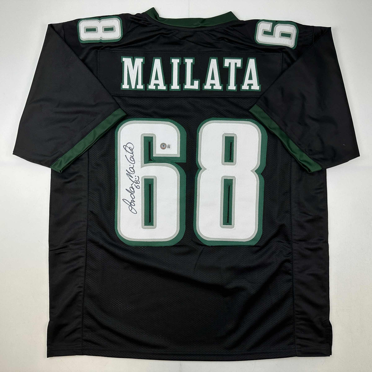 Autographed/Signed Jordan Mailata Philadelphia Black Football Jersey Beckett BAS COA