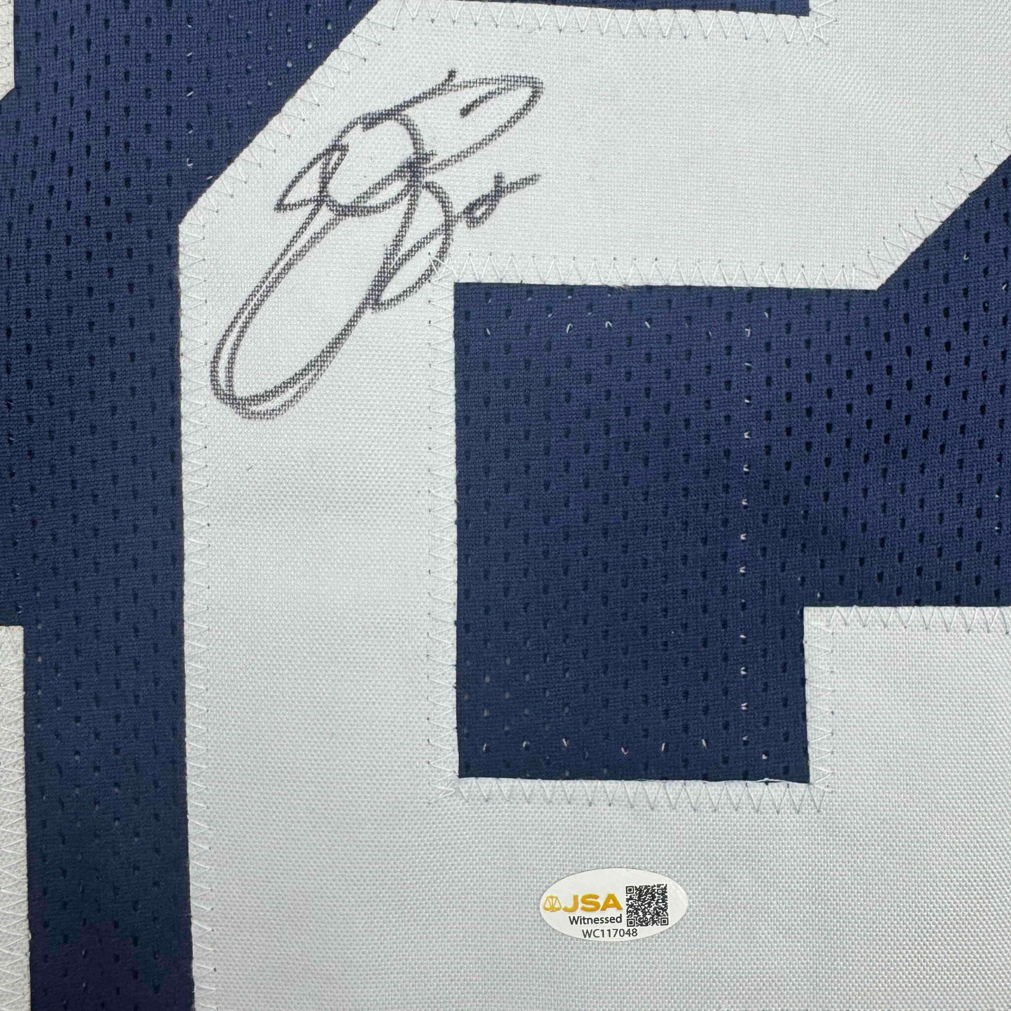 Autographed/Signed Emmitt Smith Dallas Thanksgiving Football Jersey Beckett BAS COA