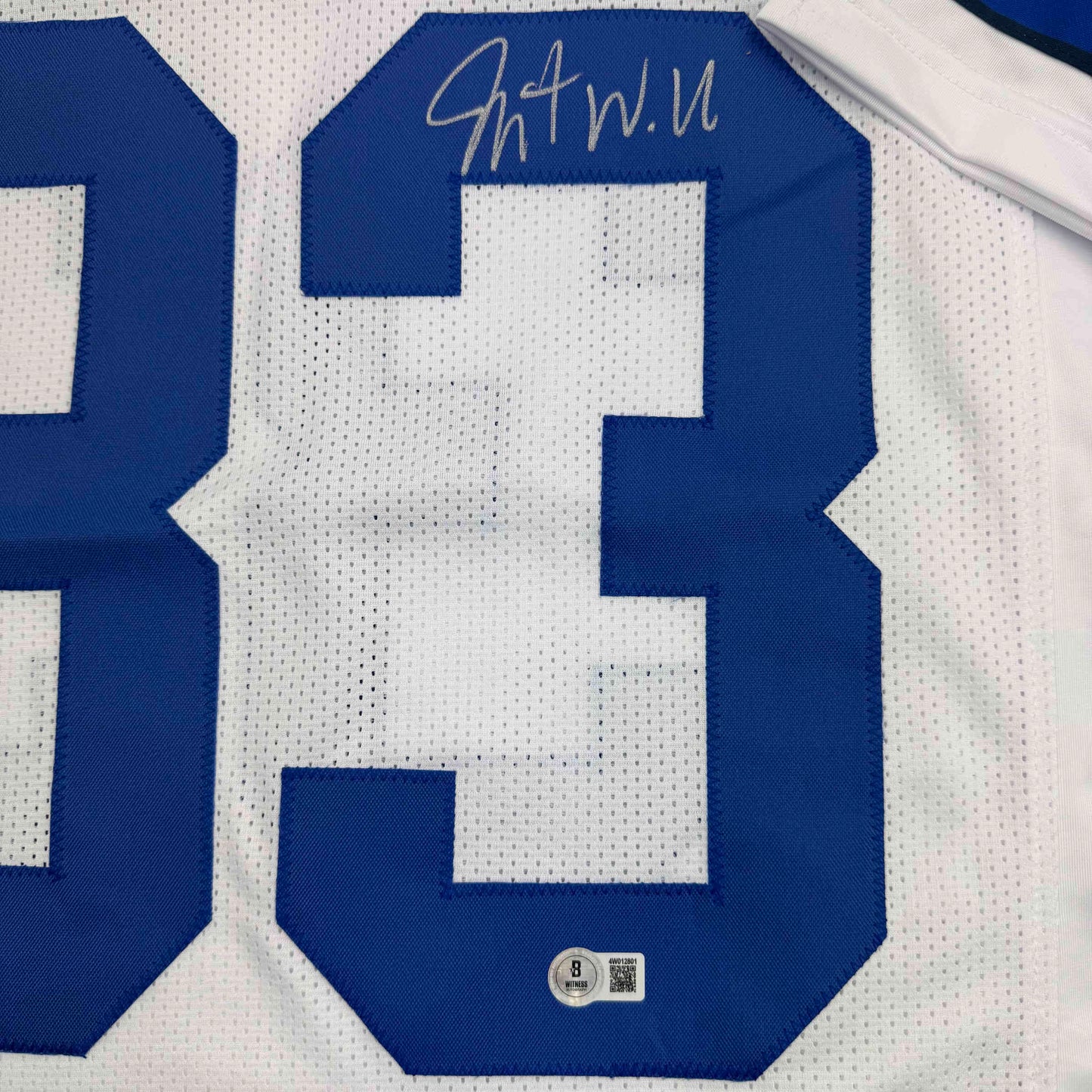 Autographed/Signed Javonte Williams Dallas White Football Jersey Beckett BAS COA