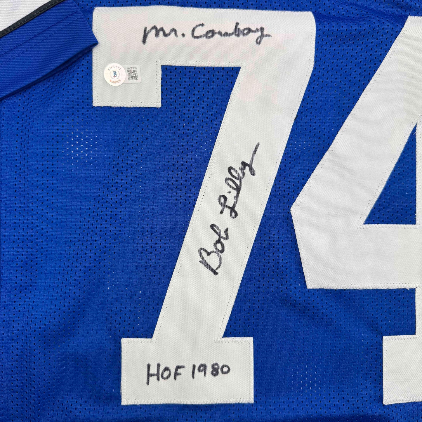 Autographed/Signed Bob Lilly HOF 80 Dallas Retro Blue Football Jersey JSA COA