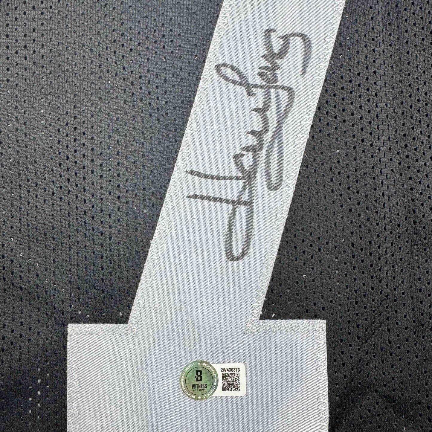 Autographed/Signed Howie Long Oakland White Football Jersey Beckett BAS COA