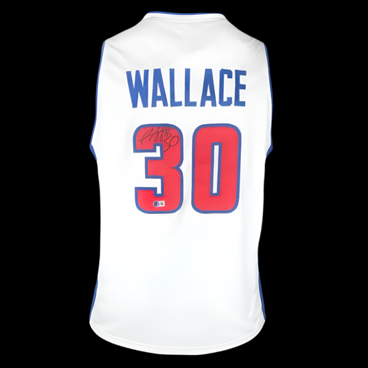 Rasheed Wallace Autographed Detroit Pistons White Custom Jersey BAS Auth