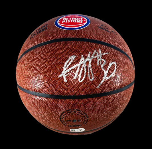 Rasheed Wallace Autographed Detroit Pistons NBA Team Logo Basketball BAS Auth