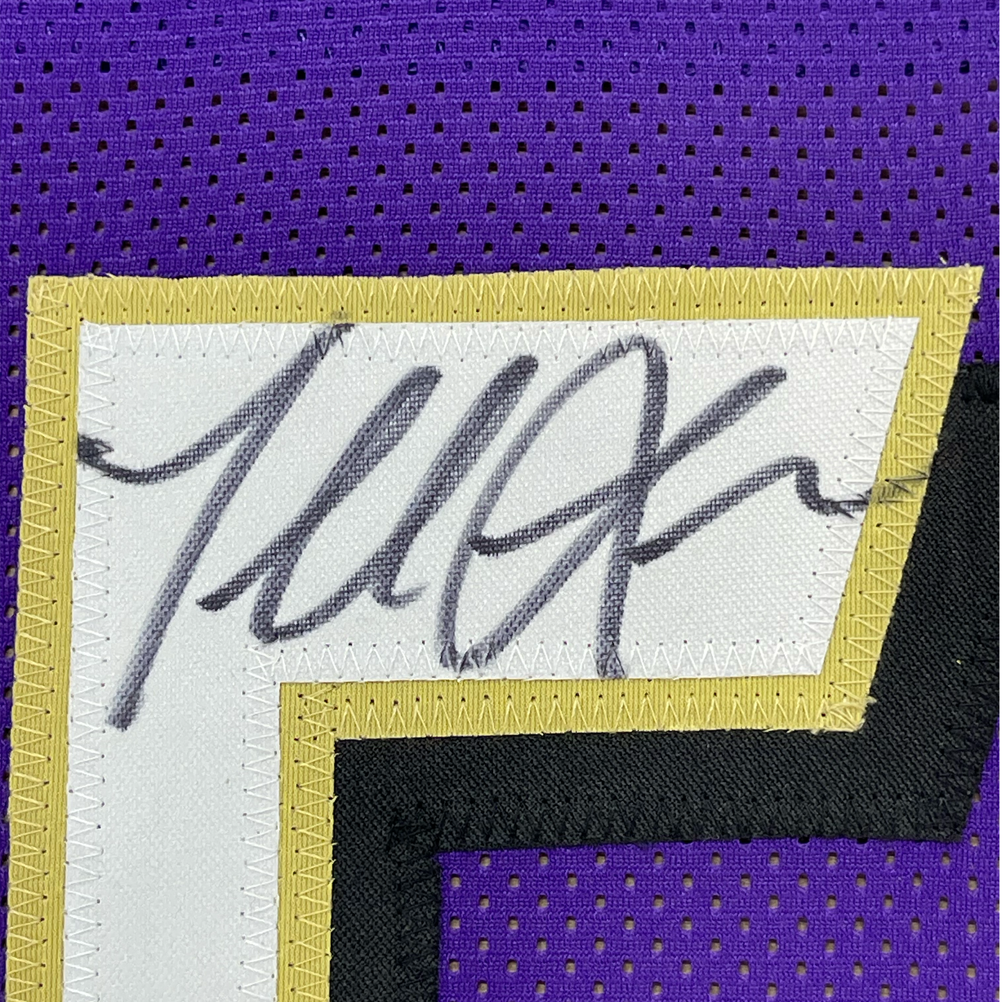 Framed Autographed/Signed Terrell Suggs 35x39 Baltimore Purple Football Jersey JSA COA