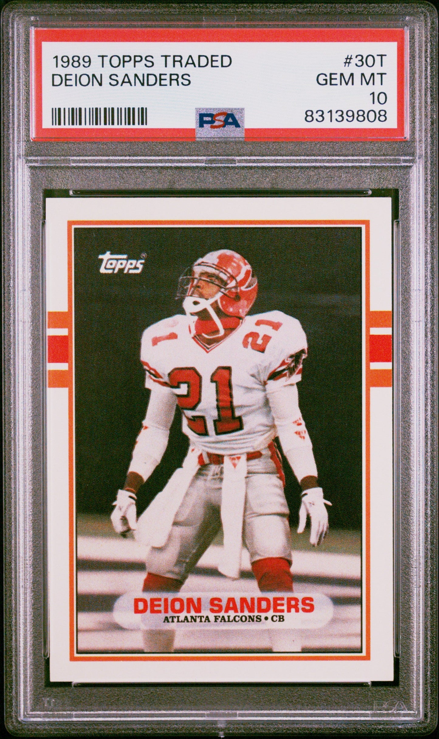 Graded 1989 Topps Traded Deion Sanders #30T Rookie RC Football Card PSA 10 Gem Mint
