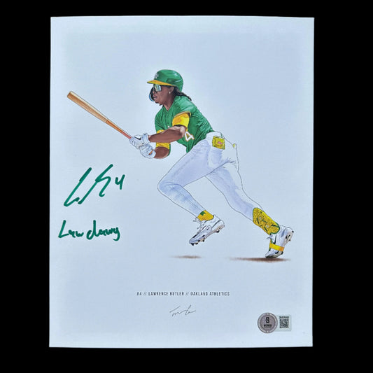 Lawrence Butler Athletics Signed "Law Dawg" 8x10 Print Poster Illustrated BAS Auth